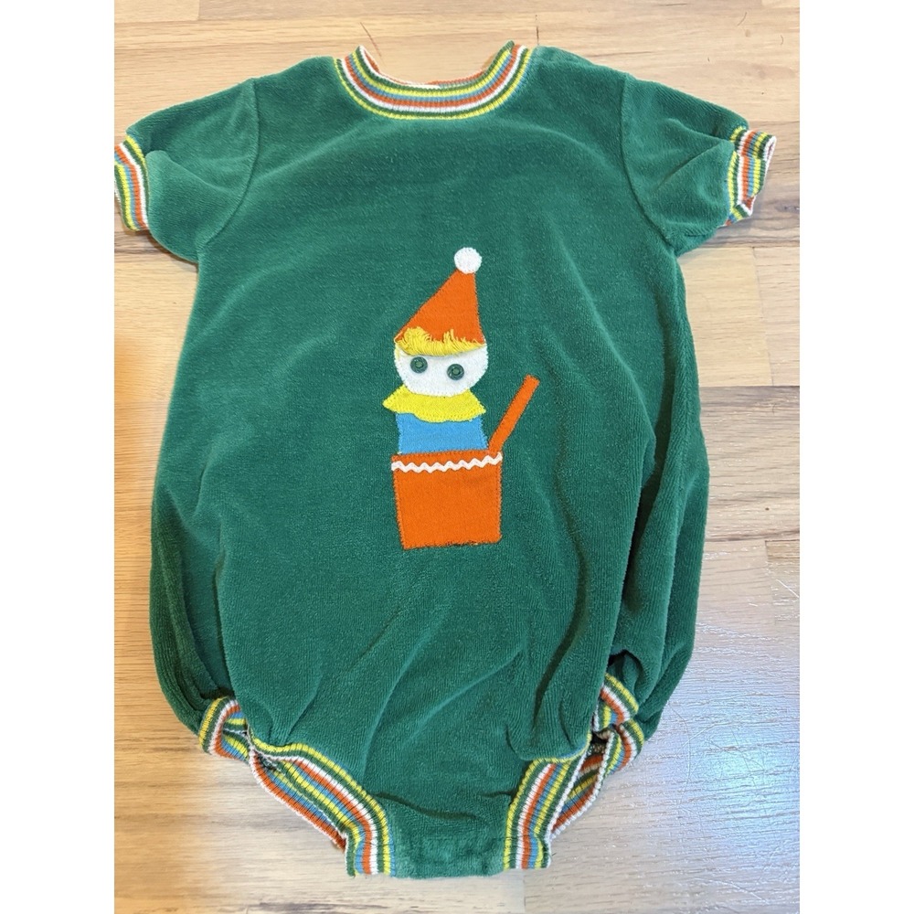Vintage Jack In The Box Appliquéd Romper Toddle Time 1 1/2-2 Years Vtg